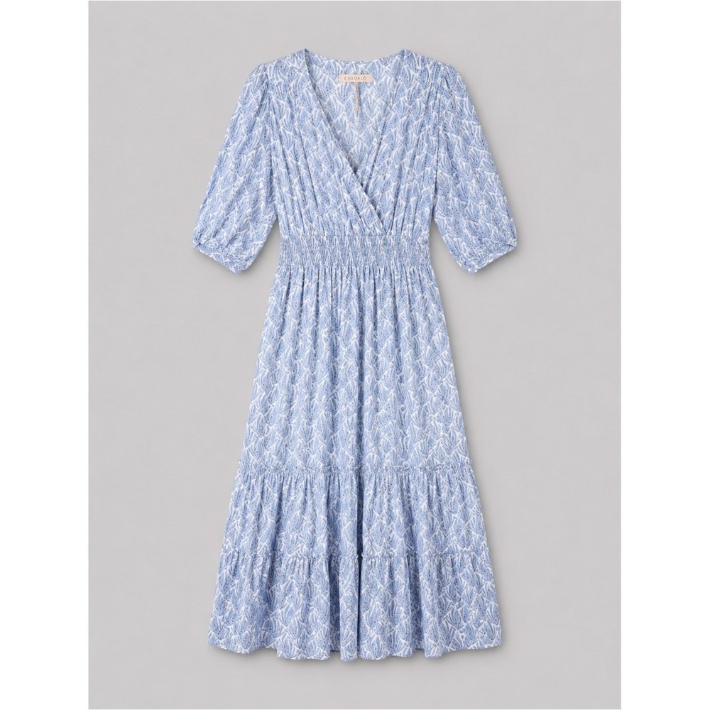 EsQualo Tiered Midi Dress Size 10 Euro Summer Garden Party Romantic Cottage New
